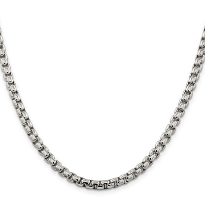 22 Inch Sterling Silver 5.2mm Round Box Chain Necklace
