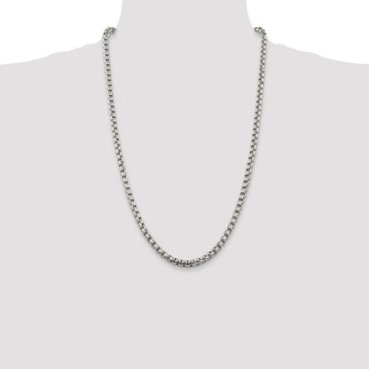 26 Inch Sterling Silver 5.2mm Round Box Chain Necklace
