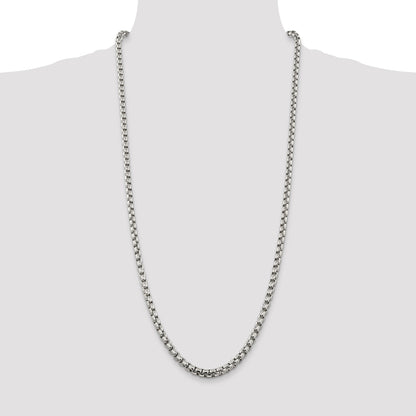 30 Inch Sterling Silver 5.2mm Round Box Chain Necklace