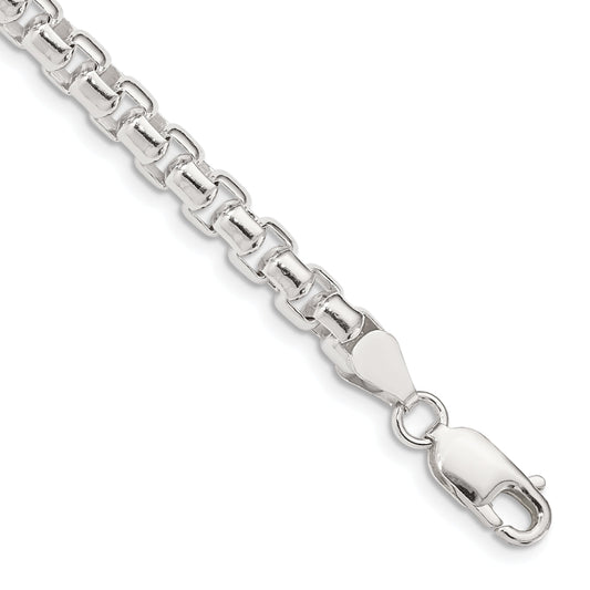 8.5 Inch Sterling Silver 5.2mm Round Box Chain Bracelet
