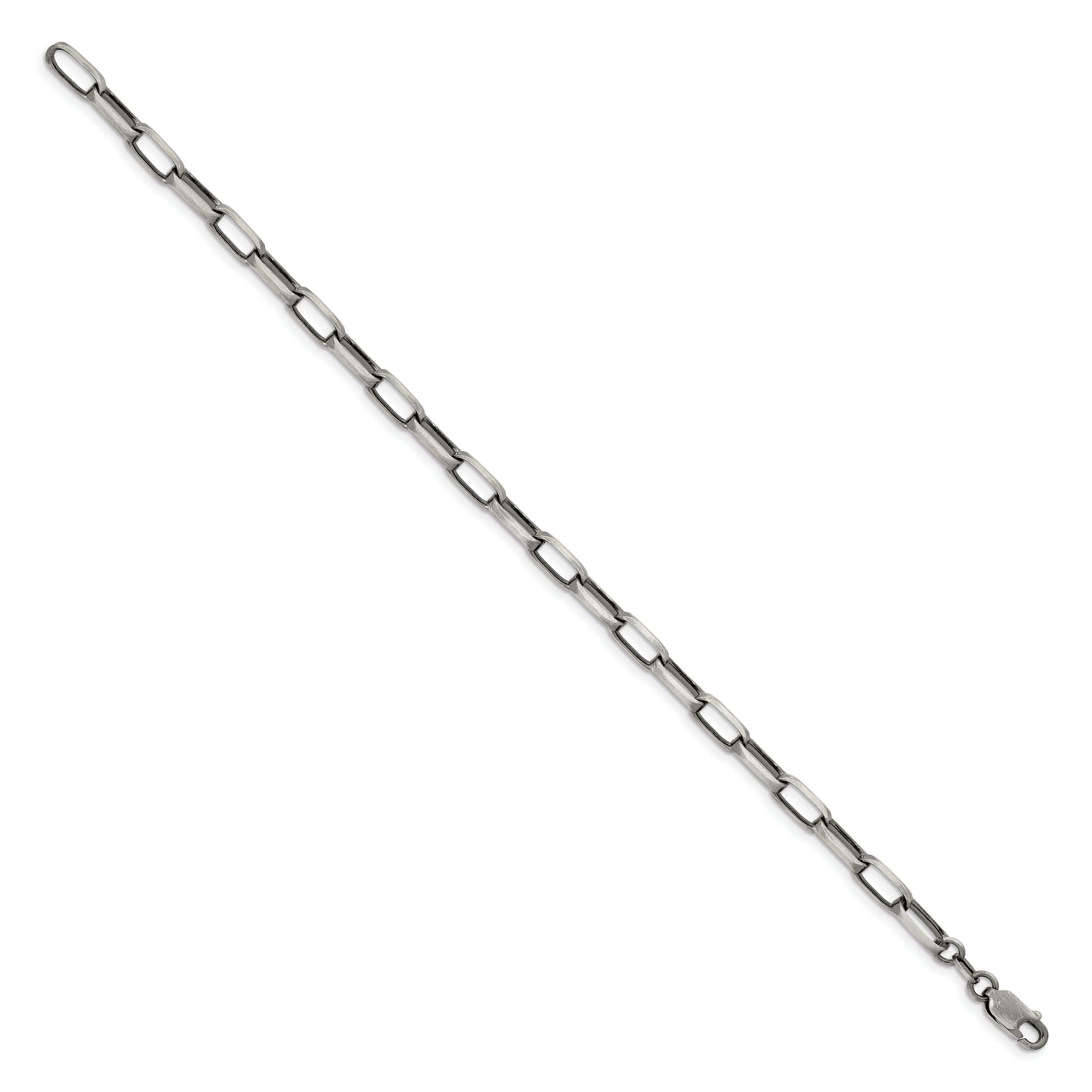 8.5 Inch Sterling Silver Antiqued 4.8mm Elongated Open Link Chain Bracelet