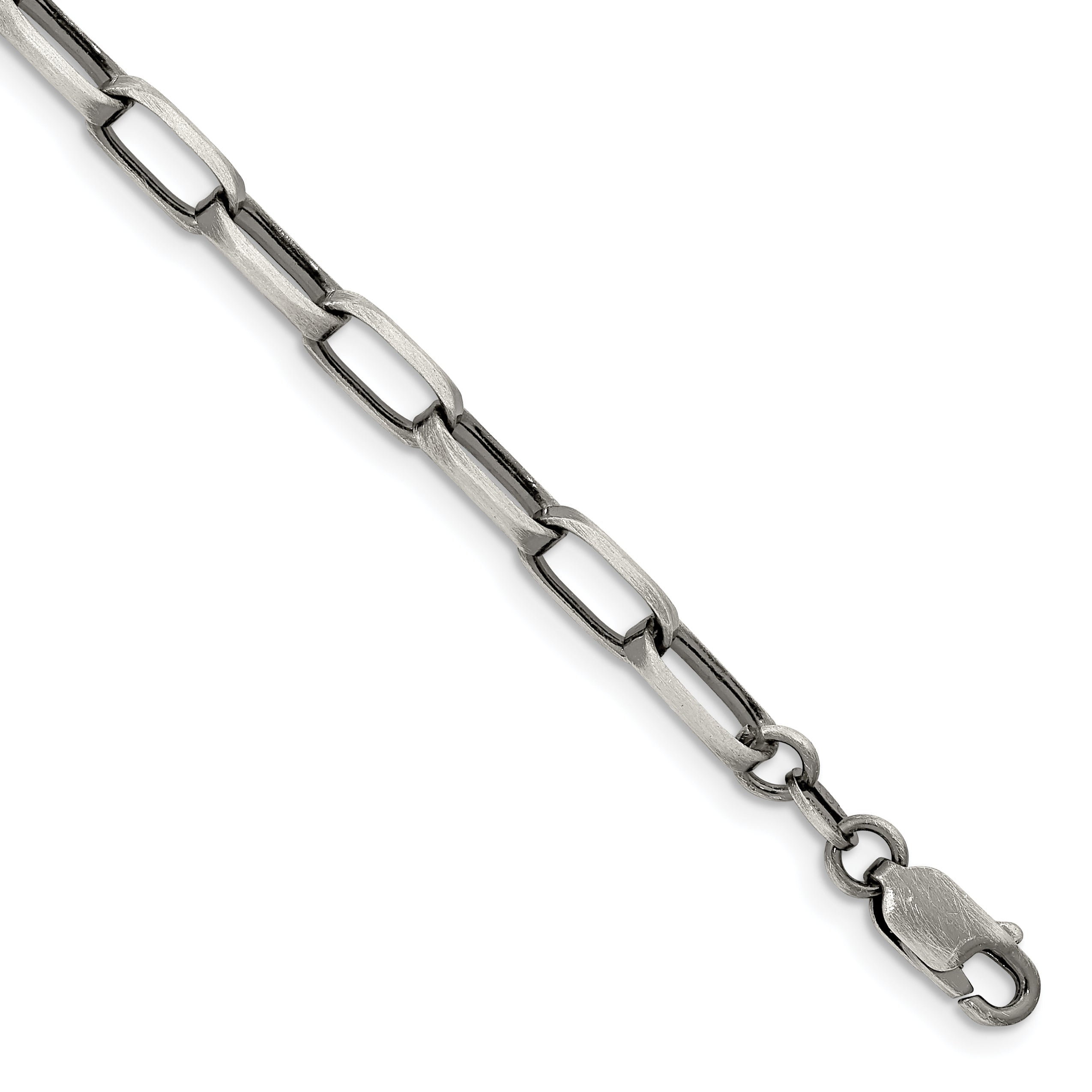 8.5 Inch Sterling Silver Antiqued 4.8mm Elongated Open Link Chain Bracelet