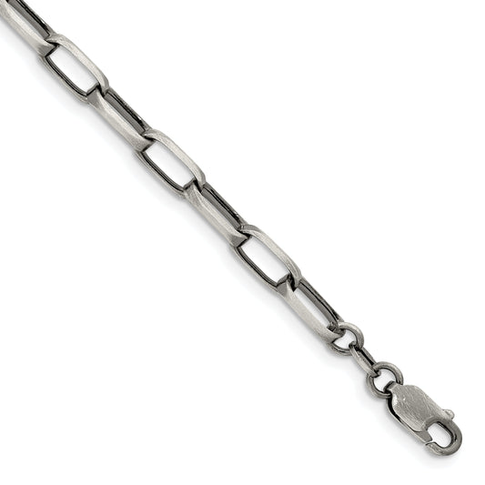 8.5 Inch Sterling Silver Antiqued 4.8mm Elongated Open Link Chain Bracelet