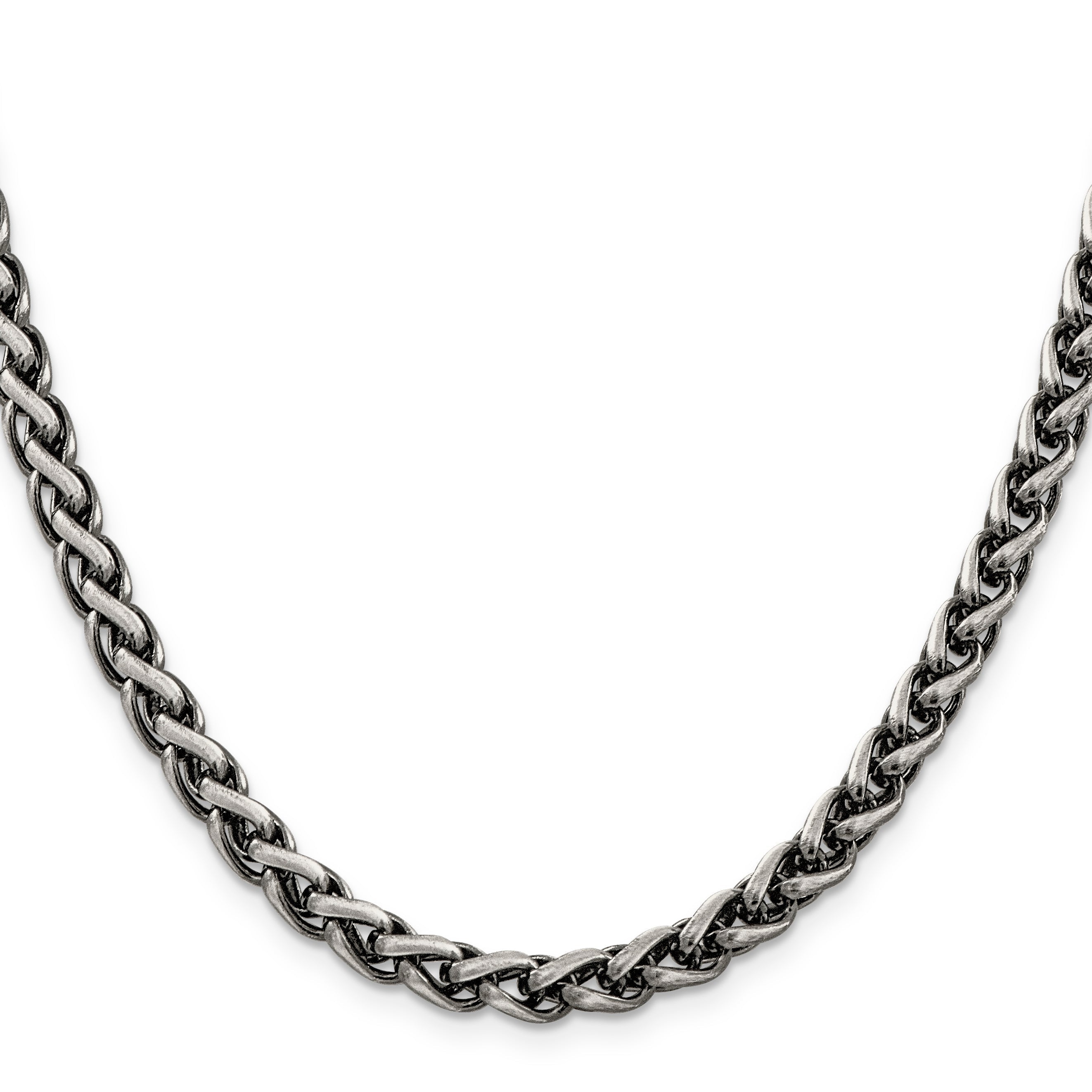 26 Inch Sterling Silver Antiqued 6mm Round Spiga Chain Necklace