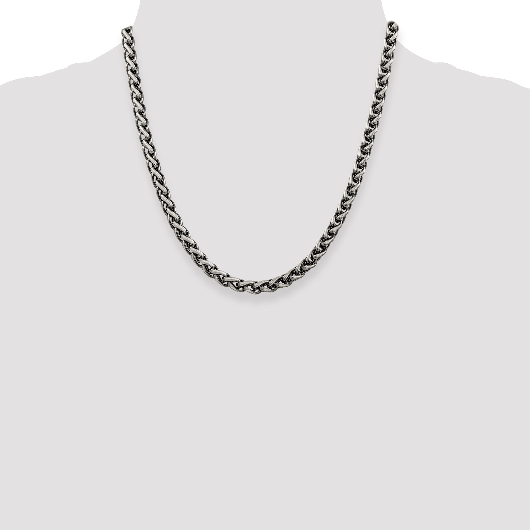 20 Inch Sterling Silver Antiqued 6mm Round Spiga Chain Necklace