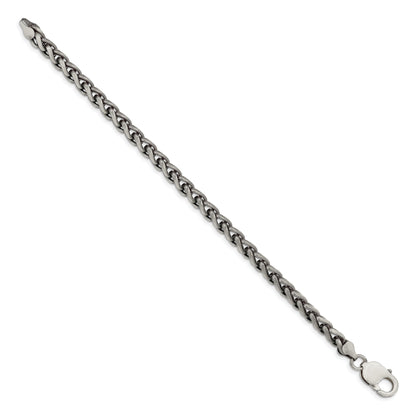 8.5 Inch Sterling Silver Antiqued 6mm Round Spiga Chain Bracelet