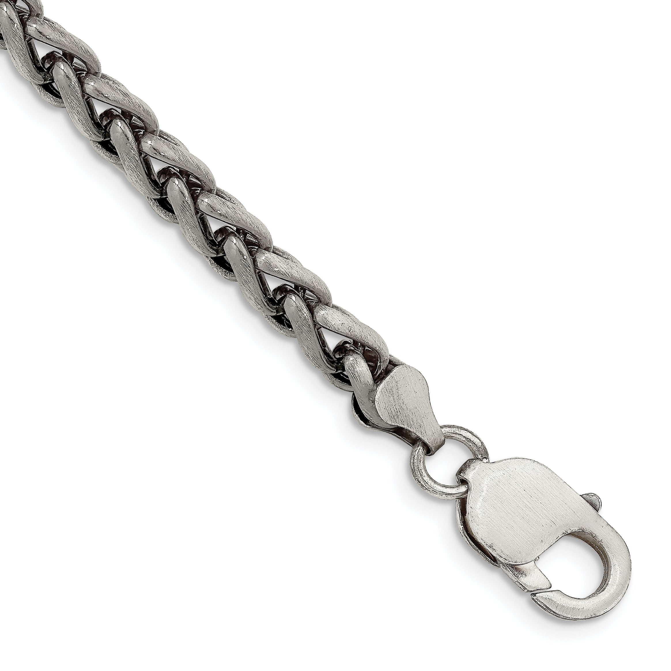 8.5 Inch Sterling Silver Antiqued 6mm Round Spiga Chain Bracelet