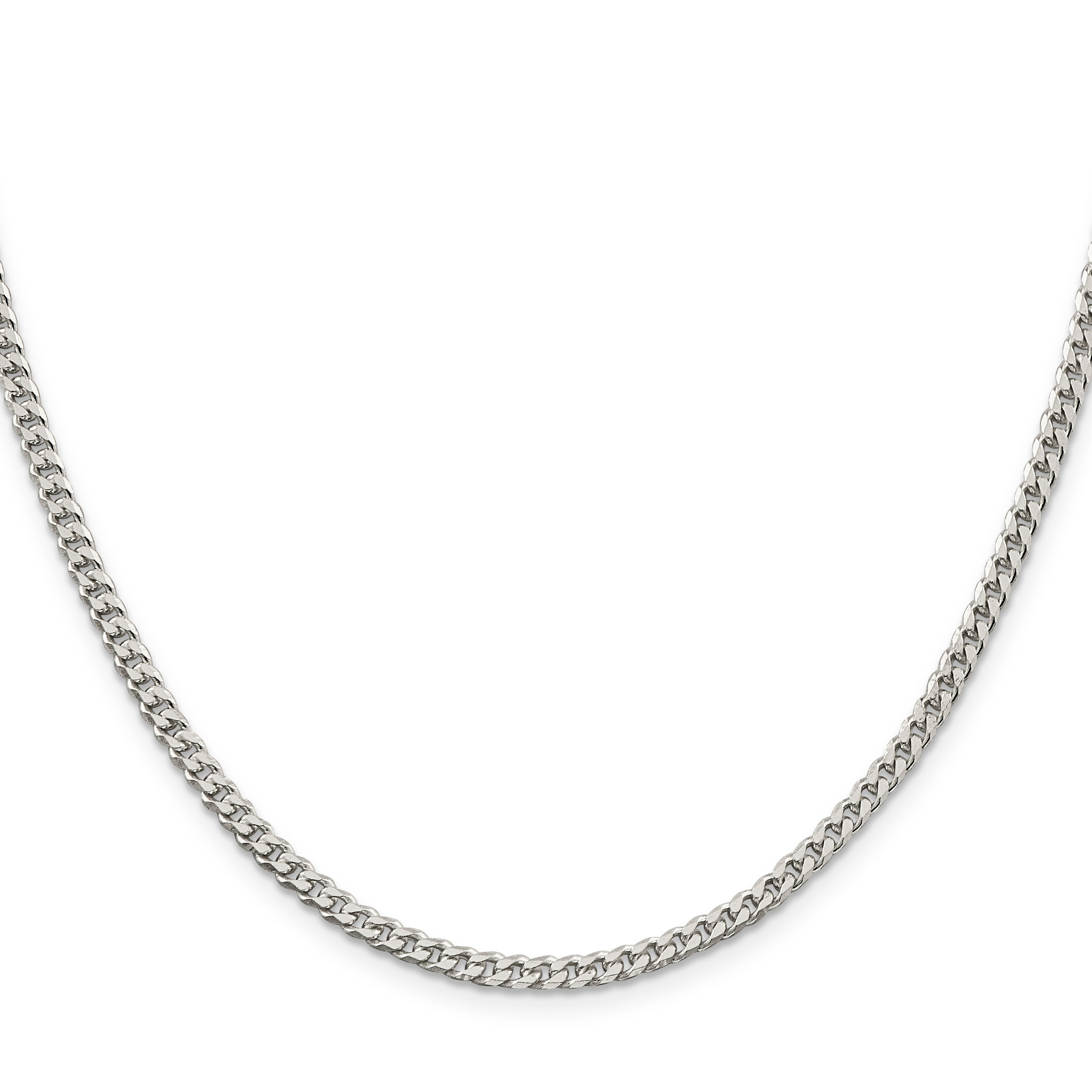 28 Inch Sterling Silver Polished 3.15mm Curb Chain Necklace