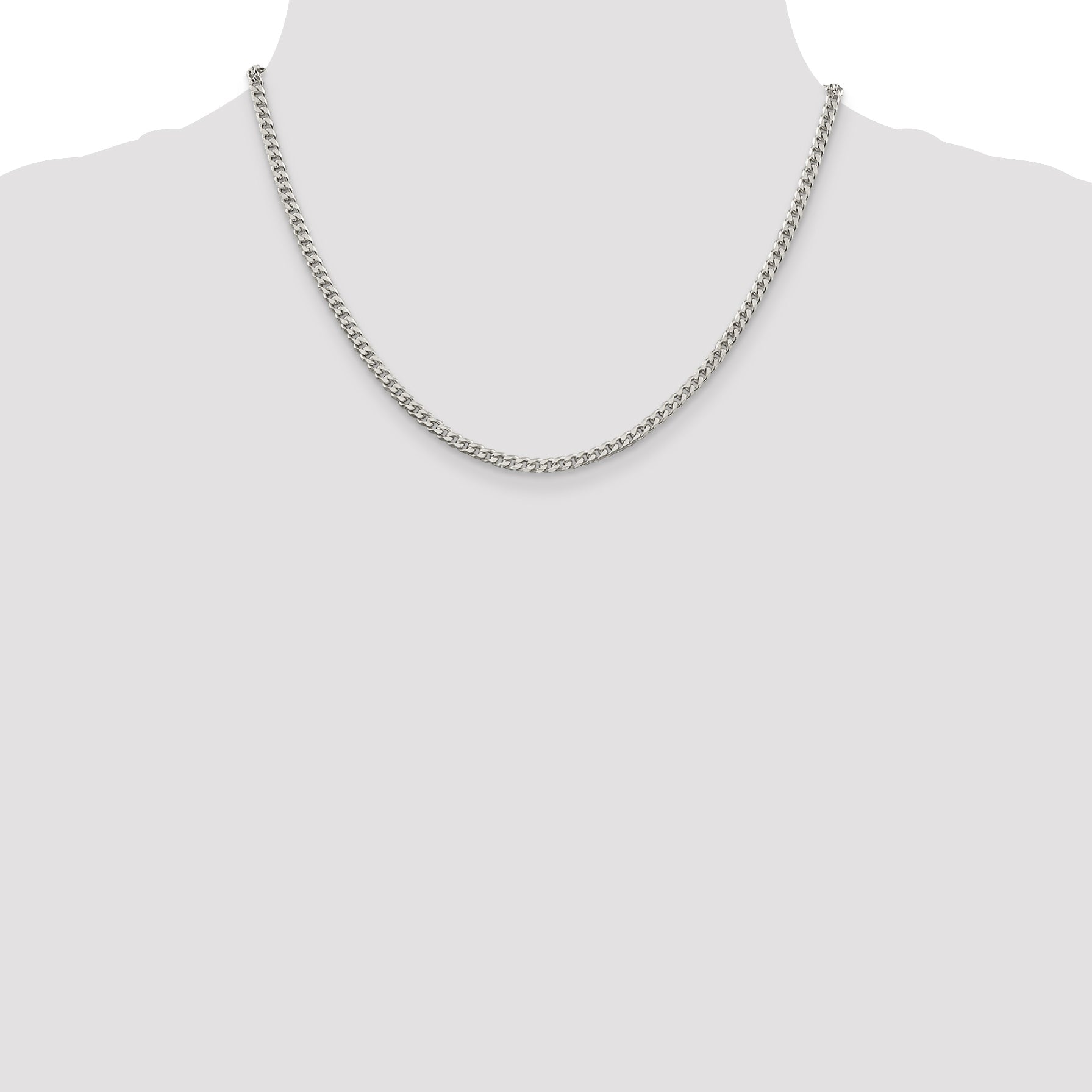 18 Inch Sterling Silver Polished 3.15mm Curb Chain Necklace