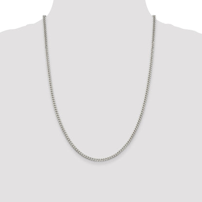 24 Inch Sterling Silver Polished 3.15mm Curb Chain Necklace