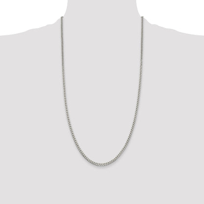 28 Inch Sterling Silver Polished 3.15mm Curb Chain Necklace