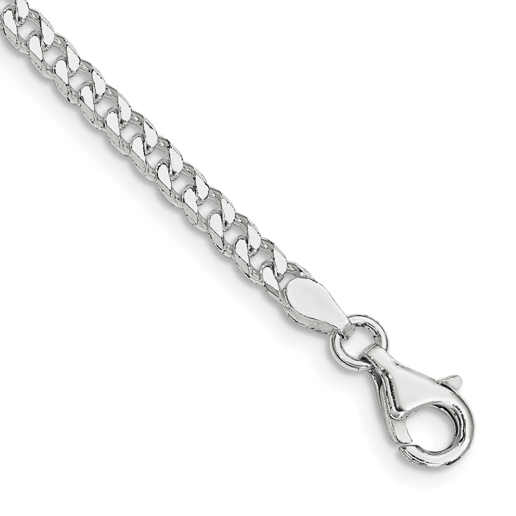 8 Inch Sterling Silver Polished 3.15mm Curb Chain Bracelet