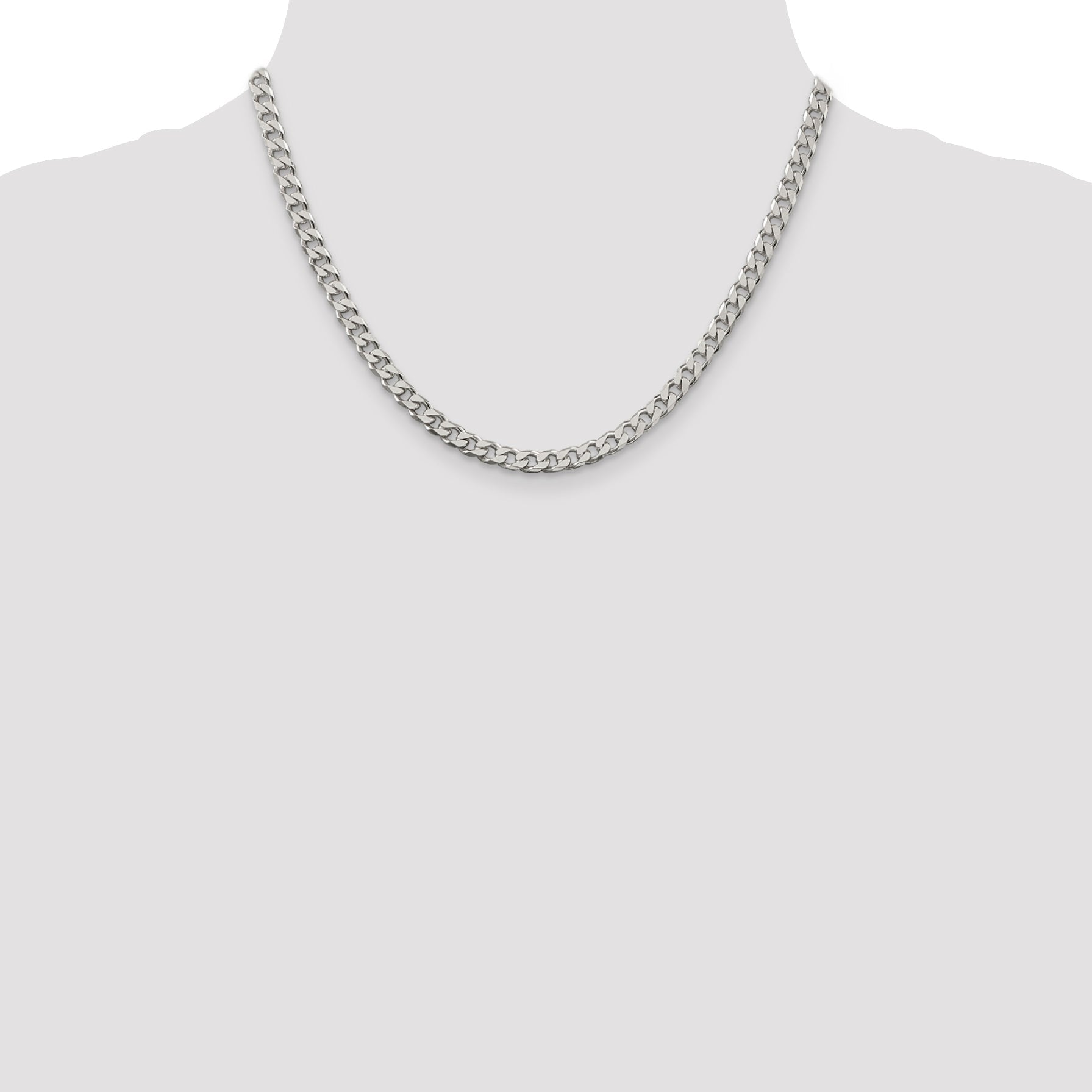 18 Inch Sterling Silver Polished 5mm Curb Chain Necklace