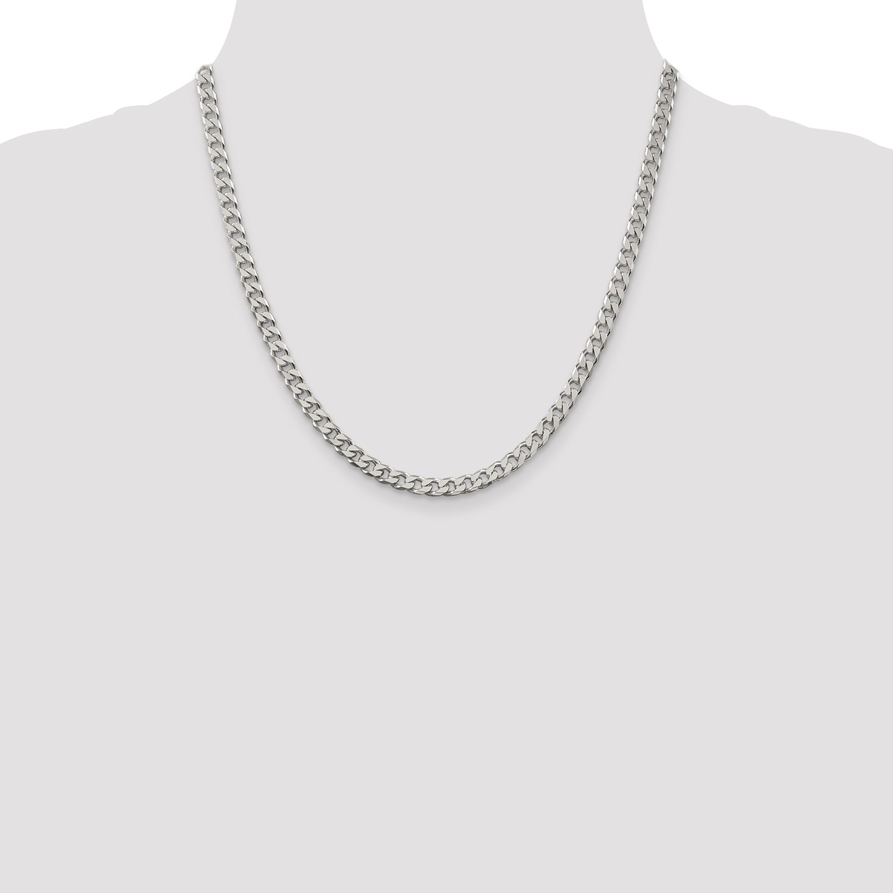 20 Inch Sterling Silver Polished 5mm Curb Chain Necklace