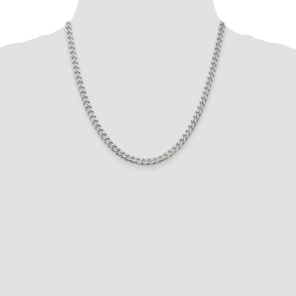 20 Inch Sterling Silver Polished 5mm Curb Chain Necklace
