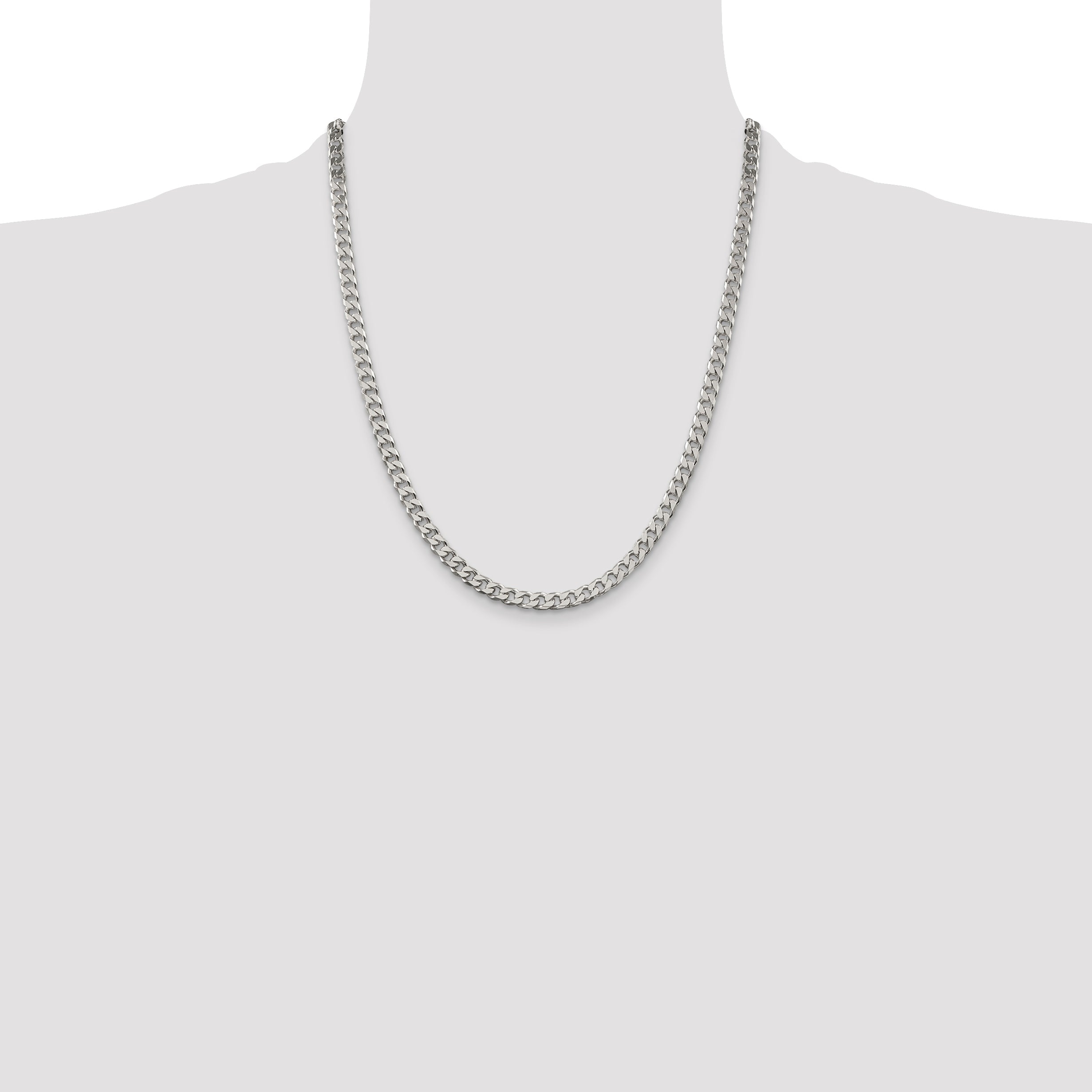 22 Inch Sterling Silver Polished 5mm Curb Chain Necklace