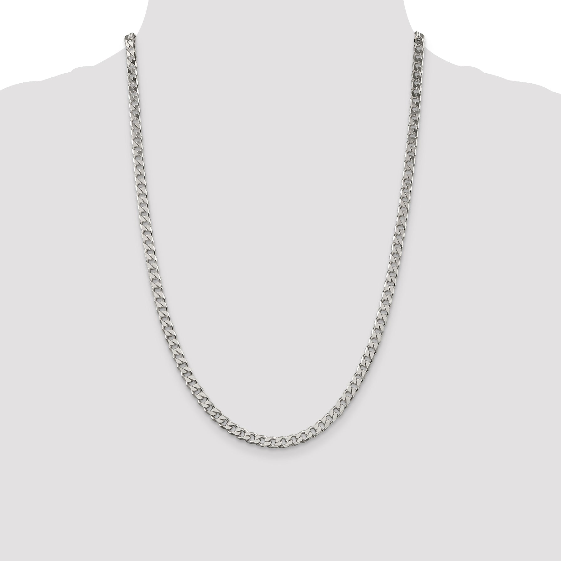 24 Inch Sterling Silver Polished 5mm Curb Chain Necklace