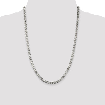 24 Inch Sterling Silver Polished 5mm Curb Chain Necklace