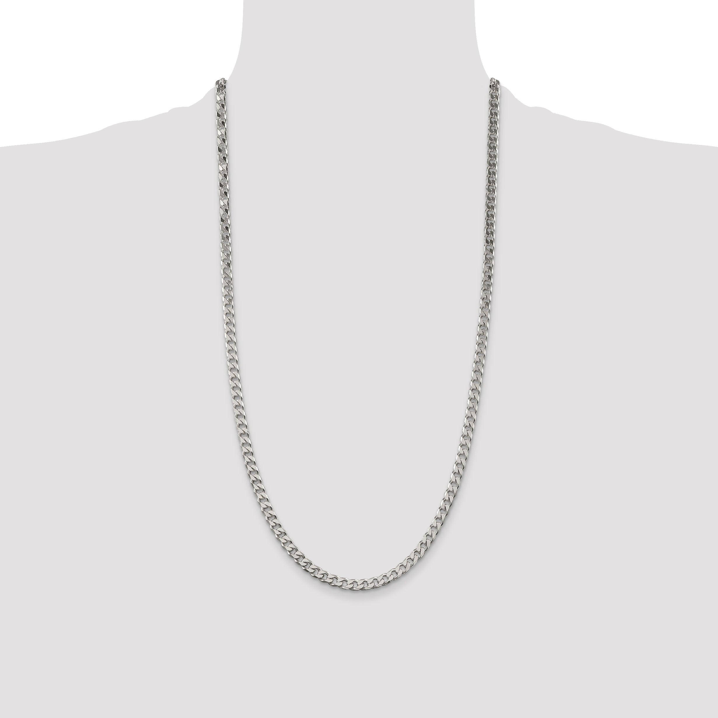 28 Inch Sterling Silver Polished 5mm Curb Chain Necklace