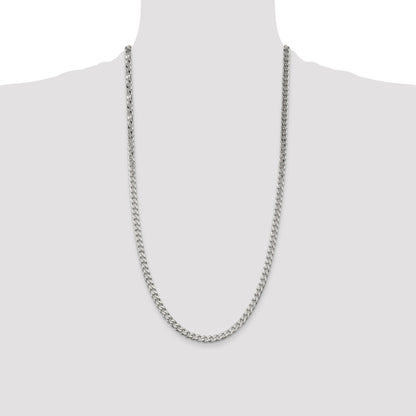 28 Inch Sterling Silver Polished 5mm Curb Chain Necklace