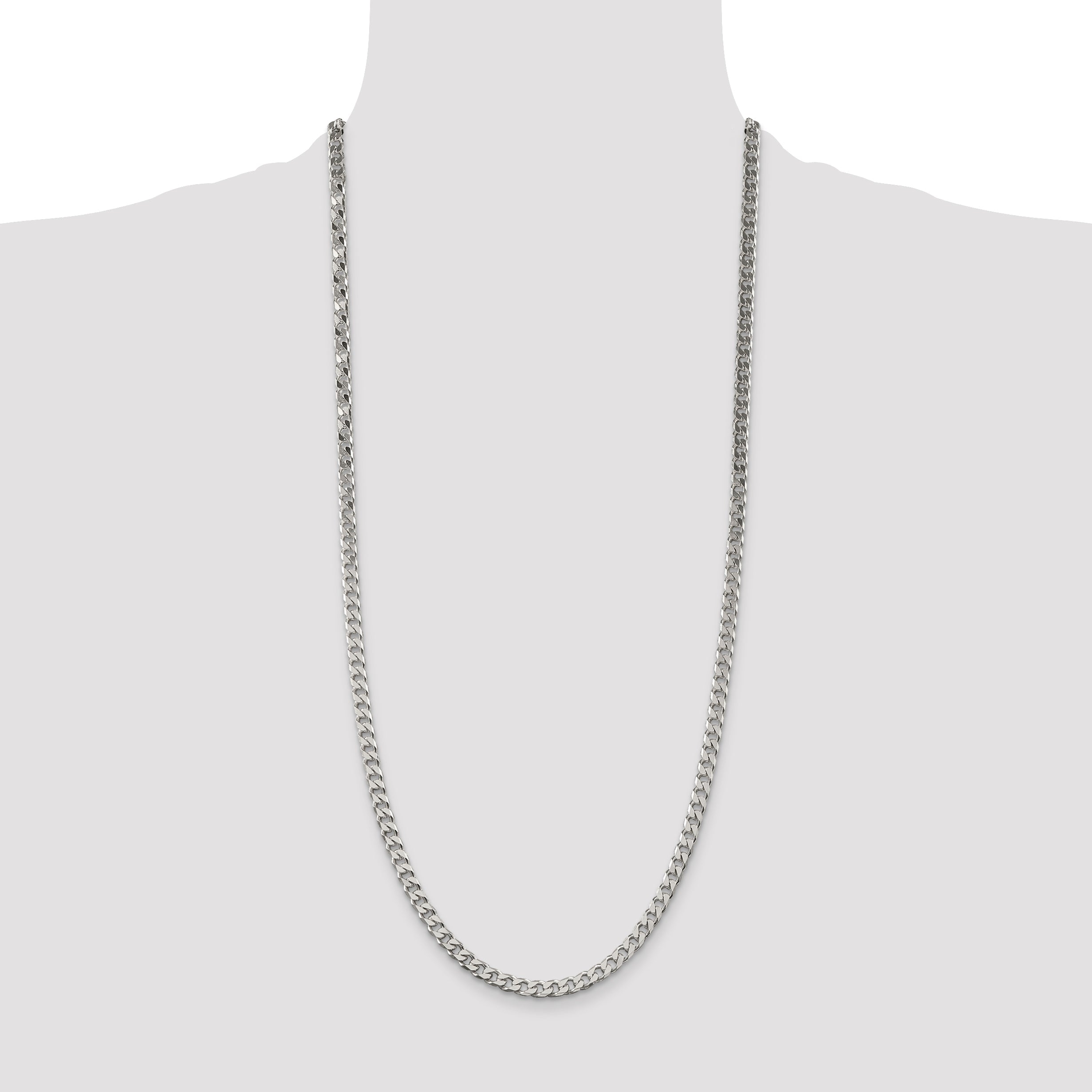30 Inch Sterling Silver Polished 5mm Curb Chain Necklace