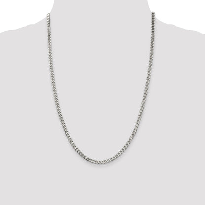 24 Inch Sterling Silver Polished 3.5mm Curb Chain Necklace