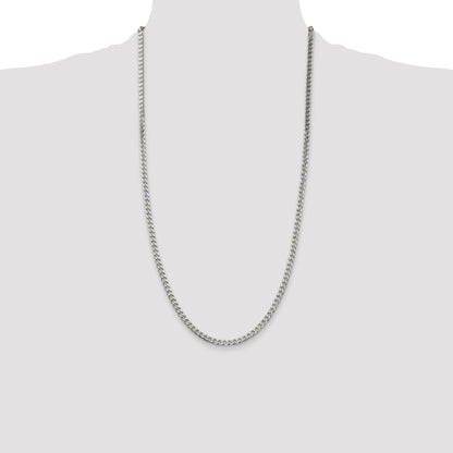 28 Inch Sterling Silver Polished 3.5mm Curb Chain Necklace