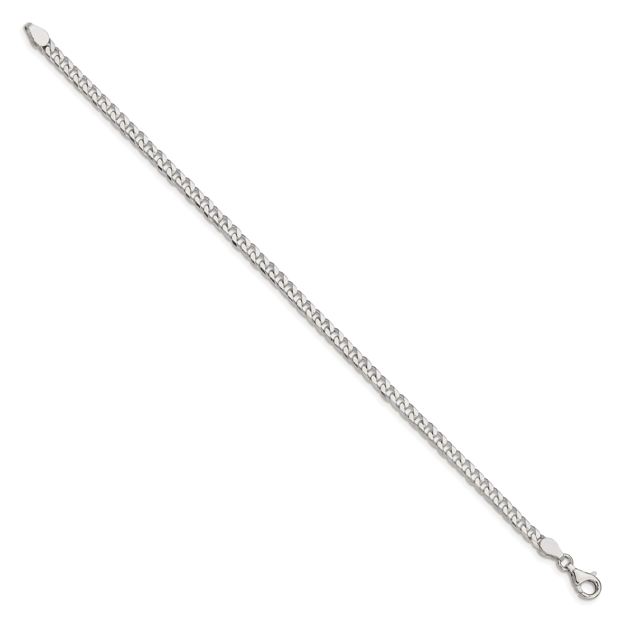 8 Inch Sterling Silver Polished 3.5mm Curb Chain Bracelet