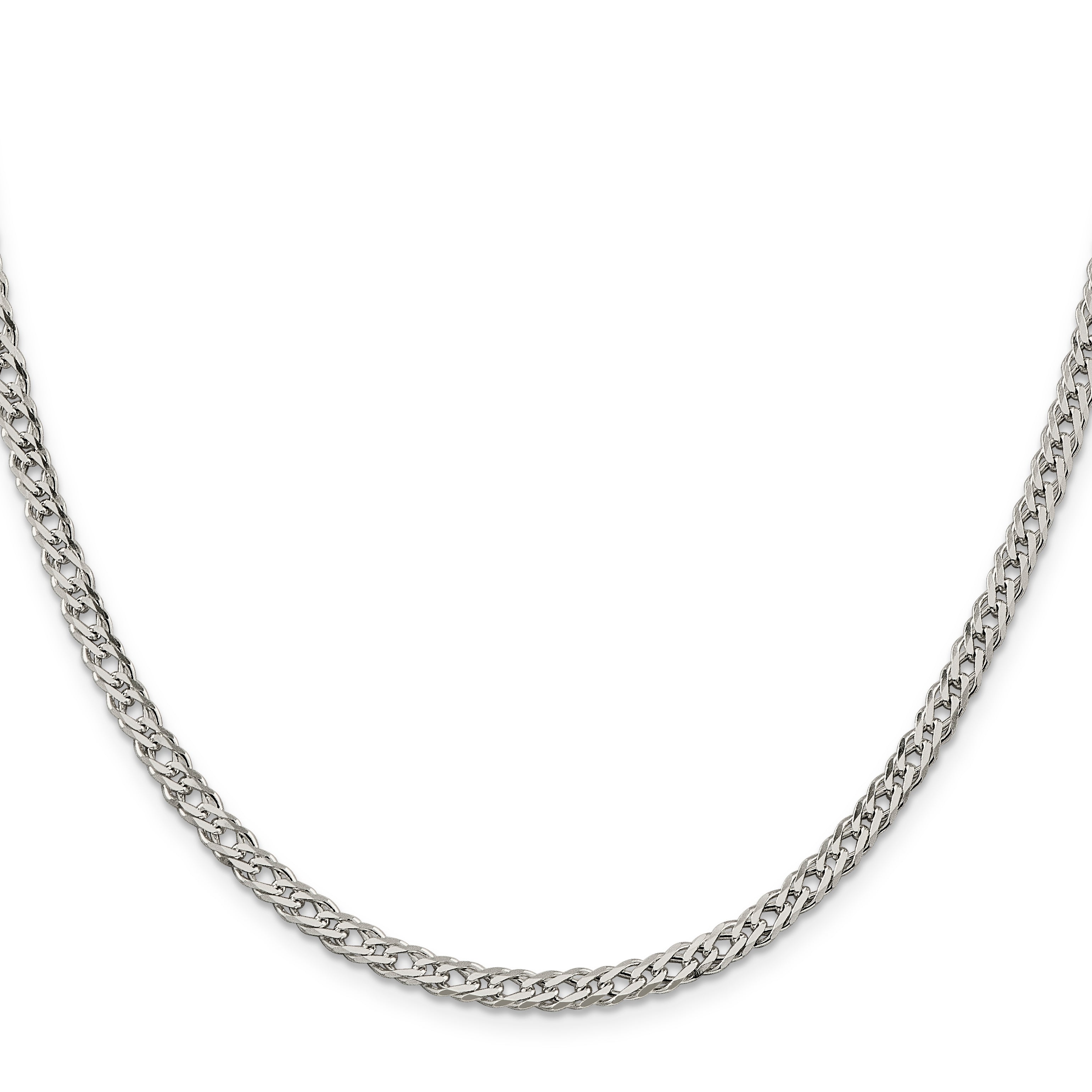 24 Inch Sterling Silver 4.25mm 6 Side D/C Flat Double Curb Chain Necklace
