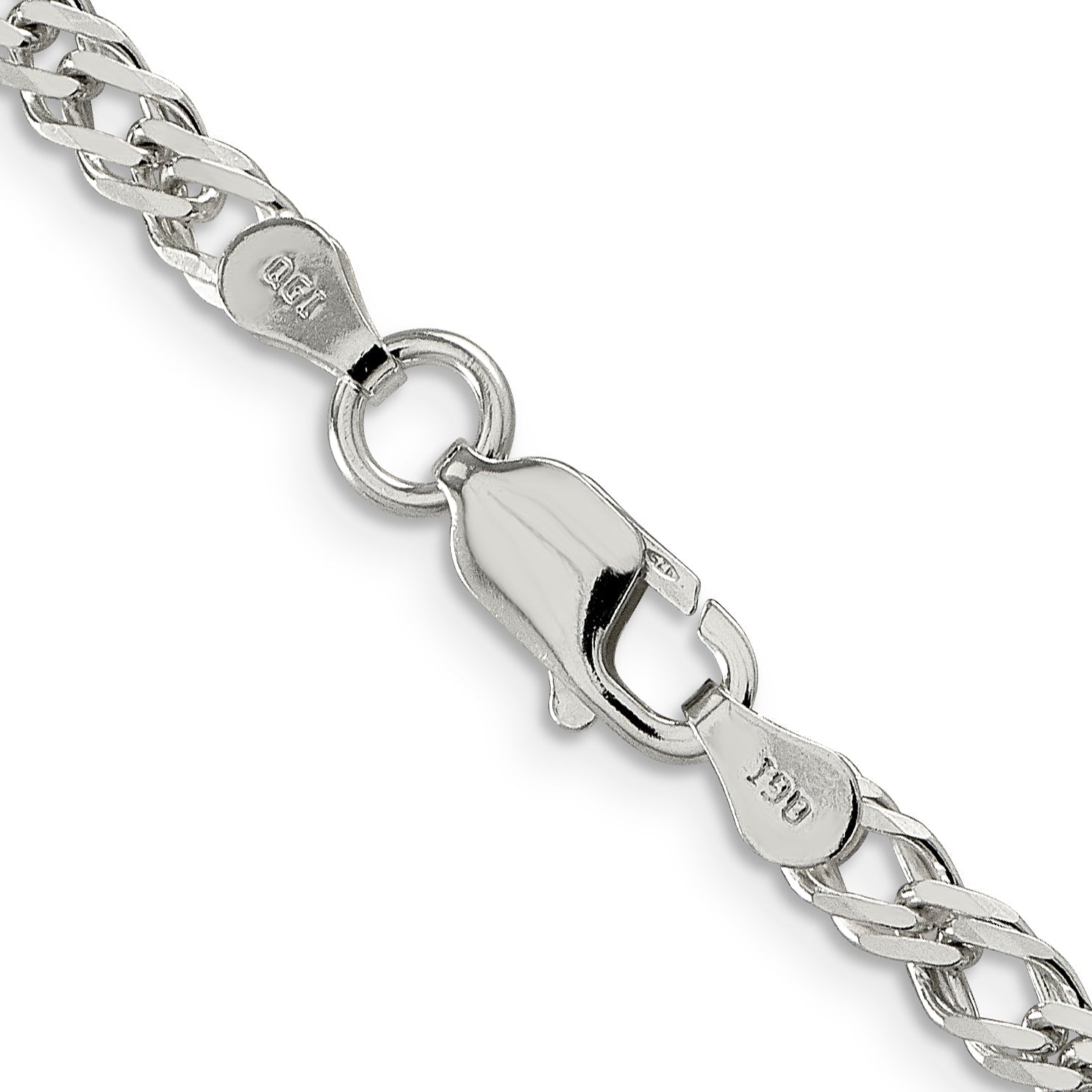 18 Inch Sterling Silver 4.25mm 6 Side D/C Flat Double Curb Chain Necklace