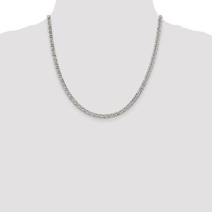 20 Inch Sterling Silver 4.25mm 6 Side D/C Flat Double Curb Chain Necklace