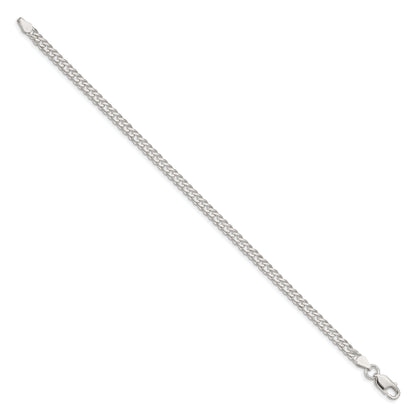8 Inch Sterling Silver 4.25mm 6 Side D/C Flat Double Curb Chain Bracelet