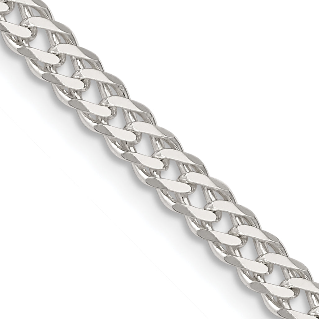 18 Inch Sterling Silver 4.25mm 6 Side D/C Flat Double Curb Chain Necklace