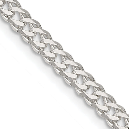 24 Inch Sterling Silver 4.25mm 6 Side D/C Flat Double Curb Chain Necklace