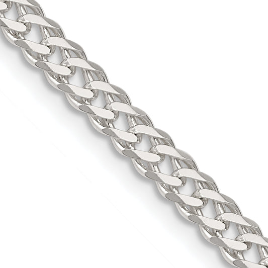 24 Inch Sterling Silver 4.25mm 6 Side D/C Flat Double Curb Chain Necklace