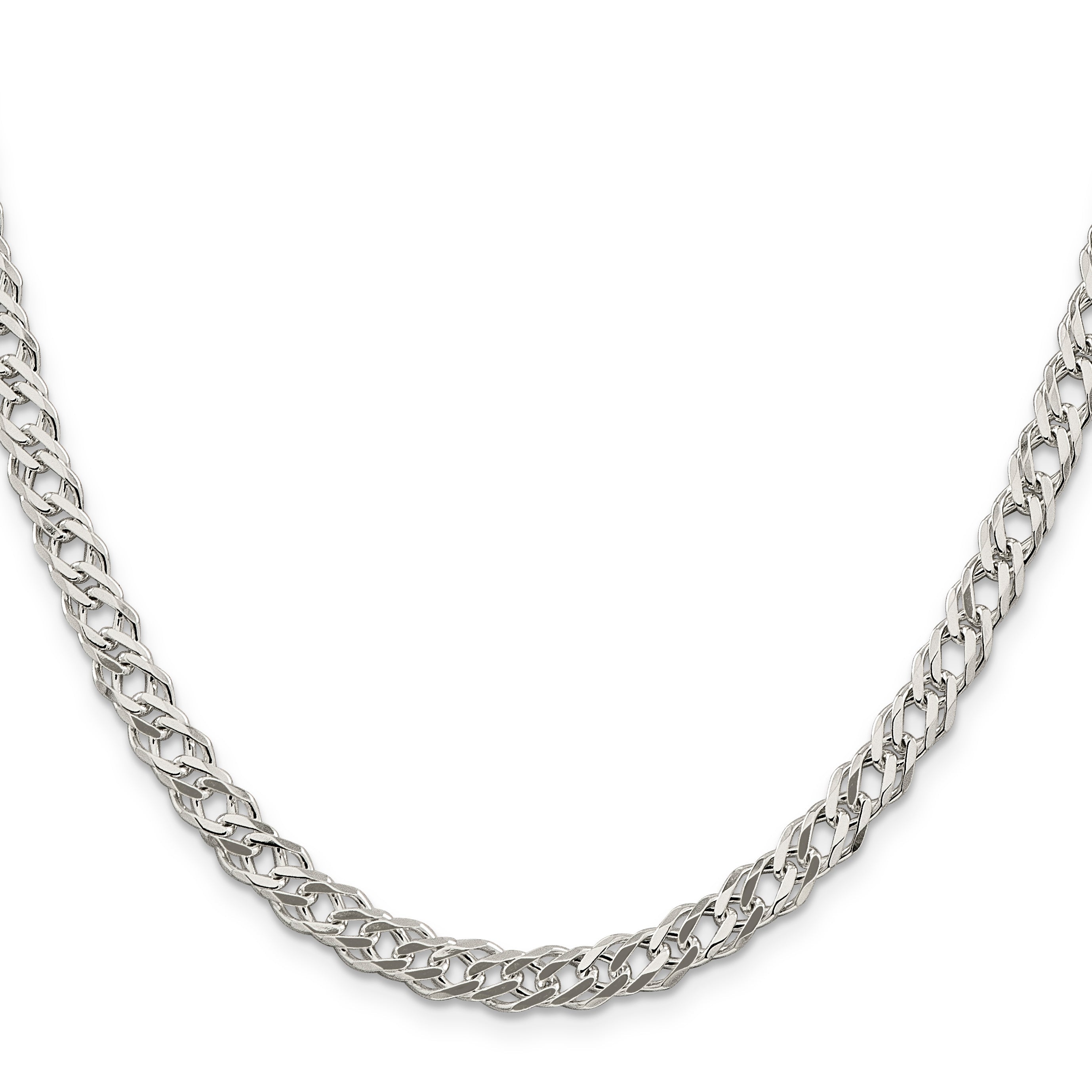 20 Inch Sterling Silver 5.65mm 6 Side D/C Flat Double Curb Chain Necklace
