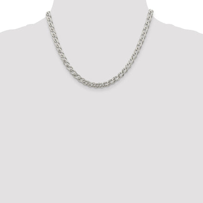 18 Inch Sterling Silver 5.65mm 6 Side D/C Flat Double Curb Chain Necklace