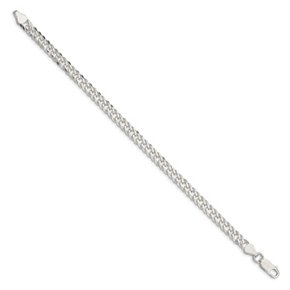 7 Inch Sterling Silver 5.65mm 6 Side D/C Flat Double Curb Chain Bracelet