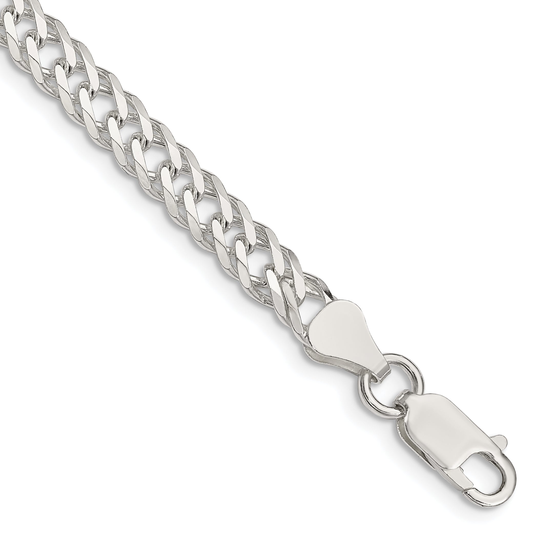 7 Inch Sterling Silver 5.65mm 6 Side D/C Flat Double Curb Chain Bracelet