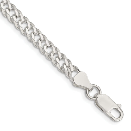 7 Inch Sterling Silver 5.65mm 6 Side D/C Flat Double Curb Chain Bracelet