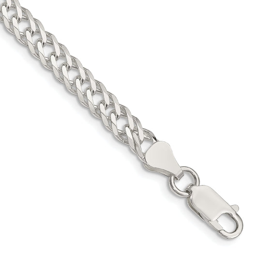 7 Inch Sterling Silver 5.65mm 6 Side D/C Flat Double Curb Chain Bracelet