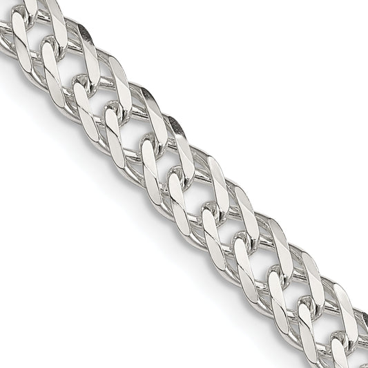 20 Inch Sterling Silver 5.65mm 6 Side D/C Flat Double Curb Chain Necklace