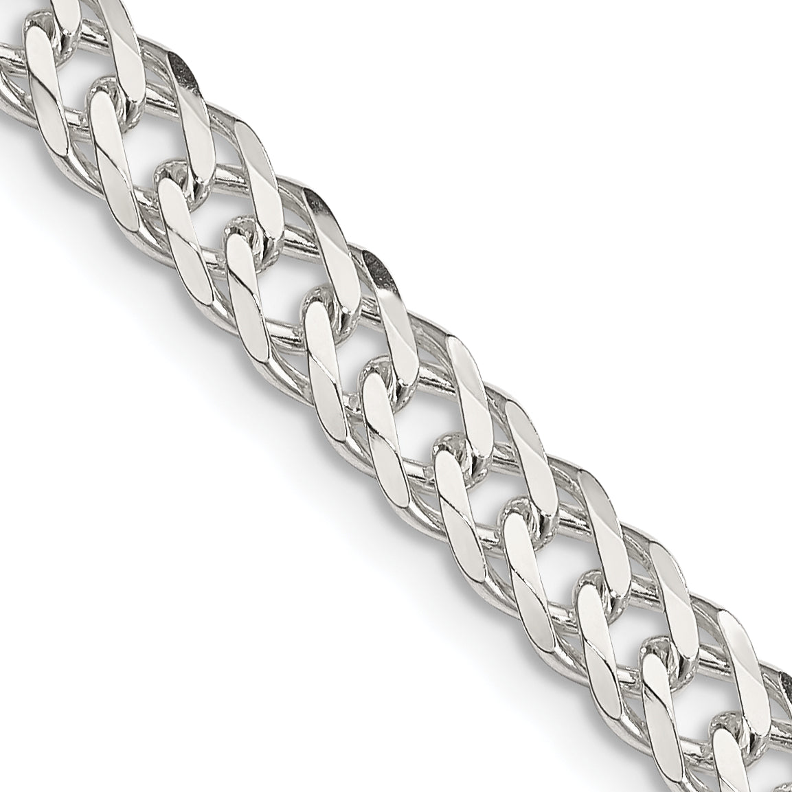 24 Inch Sterling Silver 5.65mm 6 Side D/C Flat Double Curb Chain Necklace