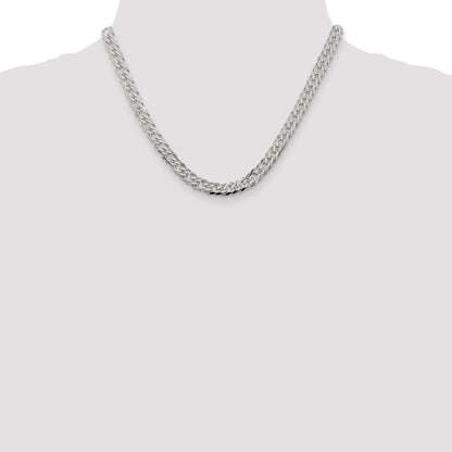 18 Inch Sterling Silver 6.25mm 6 Side D/C Flat Double Curb Chain Necklace