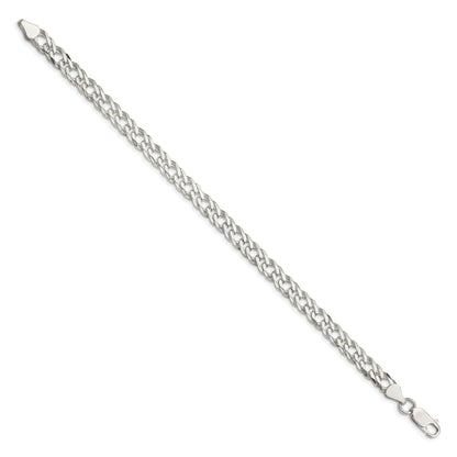 8 Inch Sterling Silver 6.25mm 6 Side D/C Flat Double Curb Chain Bracelet