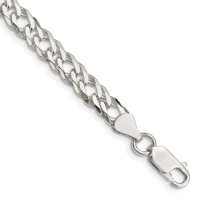7 Inch Sterling Silver 6.25mm 6 Side D/C Flat Double Curb Chain Bracelet
