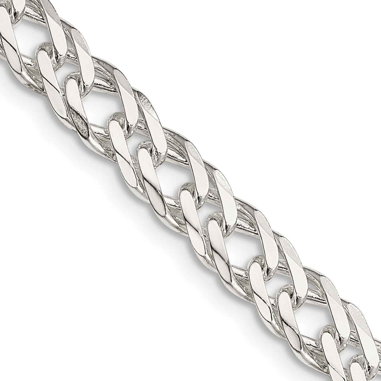 18 Inch Sterling Silver 6.25mm 6 Side D/C Flat Double Curb Chain Necklace