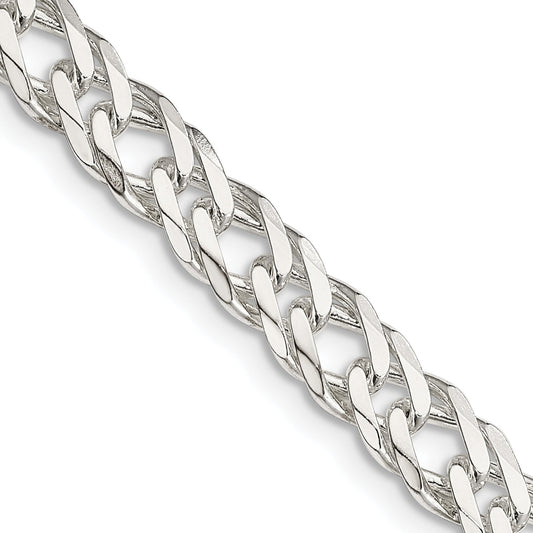 24 Inch Sterling Silver 6.25mm 6 Side D/C Flat Double Curb Chain Necklace
