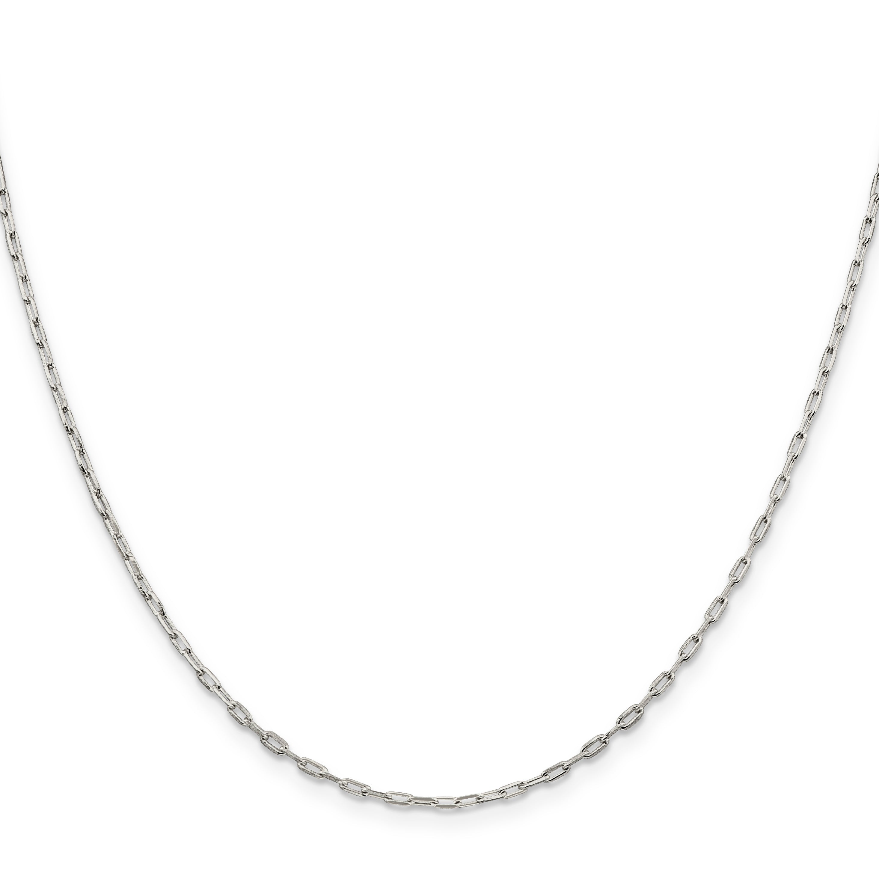 26 Inch Sterling Silver 1.75mm Elongated Open Link Chain Necklace