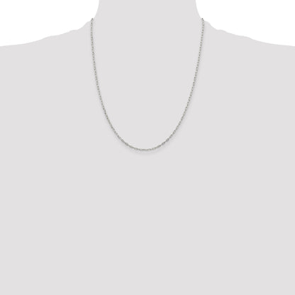 22 Inch Sterling Silver 1.75mm Elongated Open Link Chain Necklace